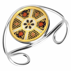 Sterling Silver 18ct Yellow Gold Royal Crown Derby Imari Bangle D