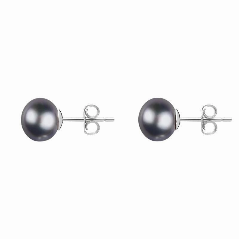 Sterling Silver 5mm Black Freshwater Pearl Stud Earrings