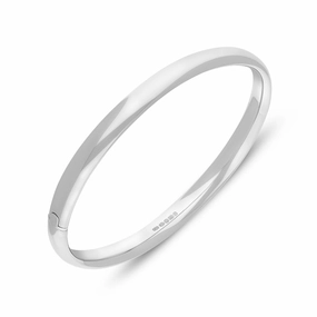 Sterling Silver 5mm Domed Hinged Bangle