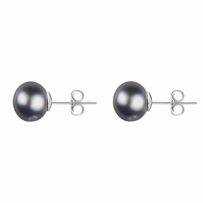 Sterling Silver 6mm Black Freshwater Pearl Stud Earrings