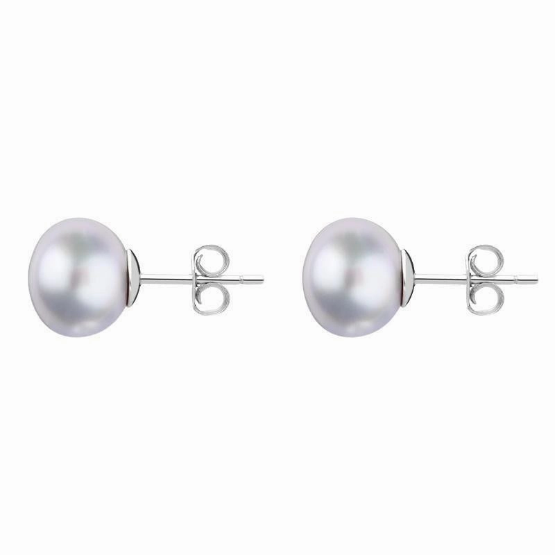 Sterling Silver 8mm Grey Freshwater Pearl Stud Earrings