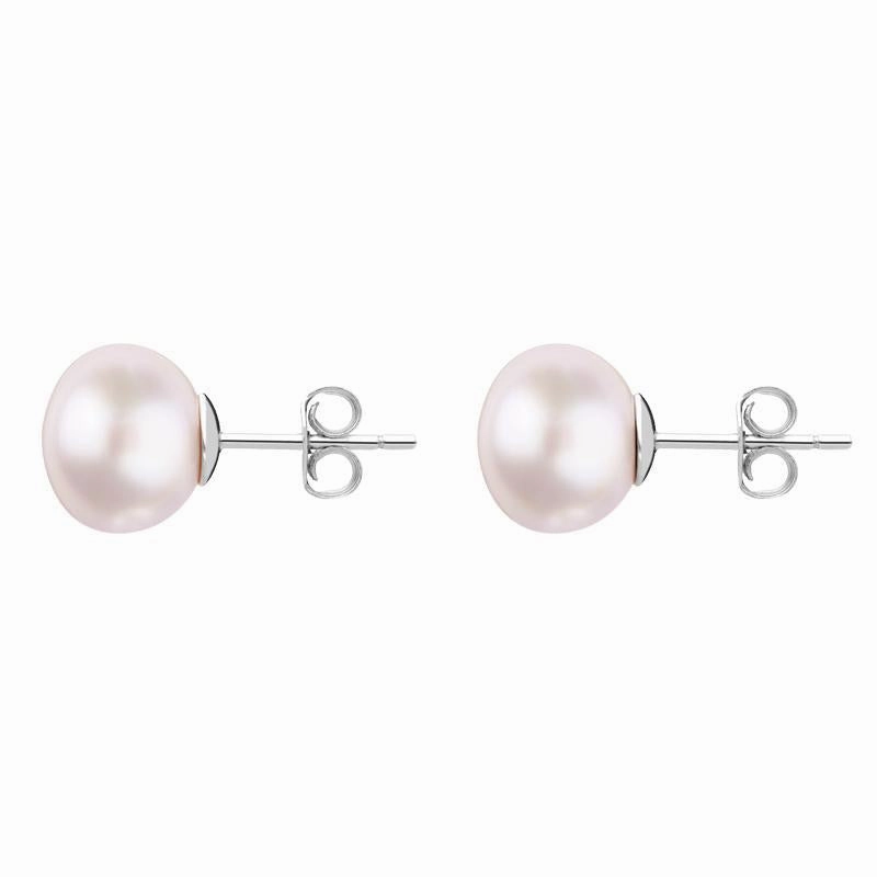 Sterling Silver 8mm Pink Freshwater Pearl Stud Earrings
