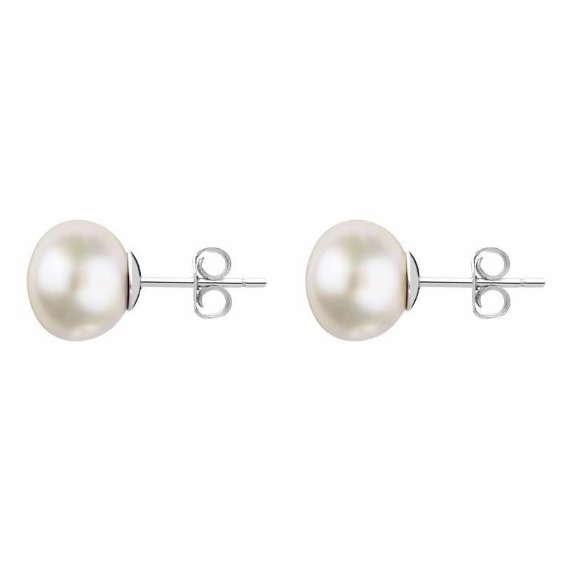 Sterling Silver 8mm White Freshwater Pearl Stud Earrings