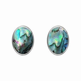 Sterling Silver Abalone 7 x 5mm Classic Small Oval Stud Earrings