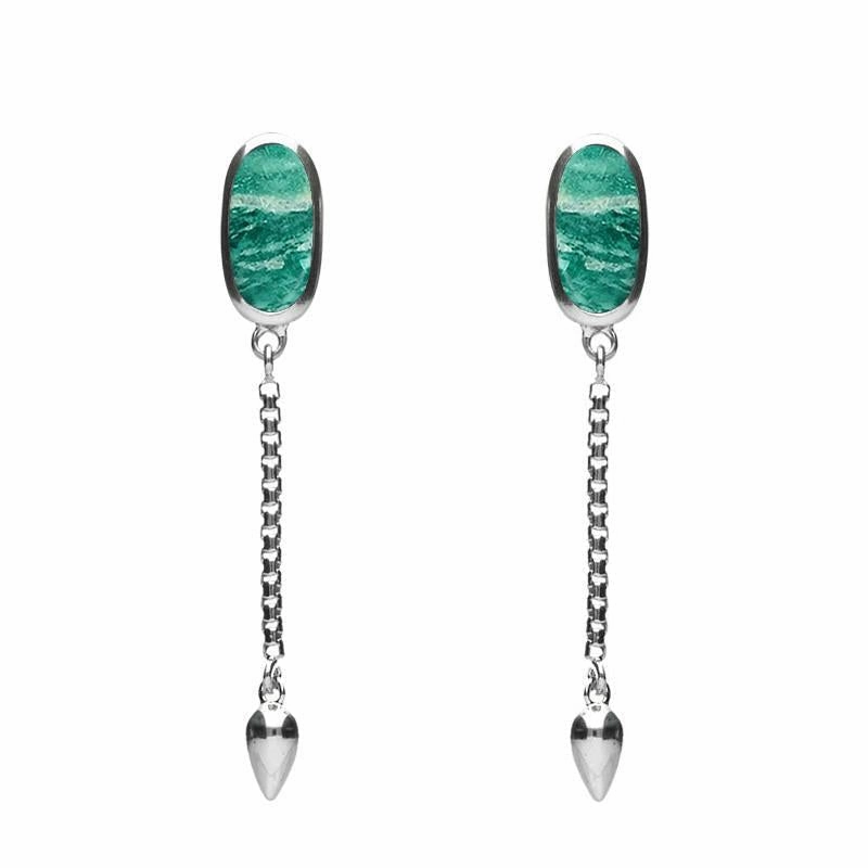 Sterling Silver Amazonite Lineaire Medium Drop Stud Earrings