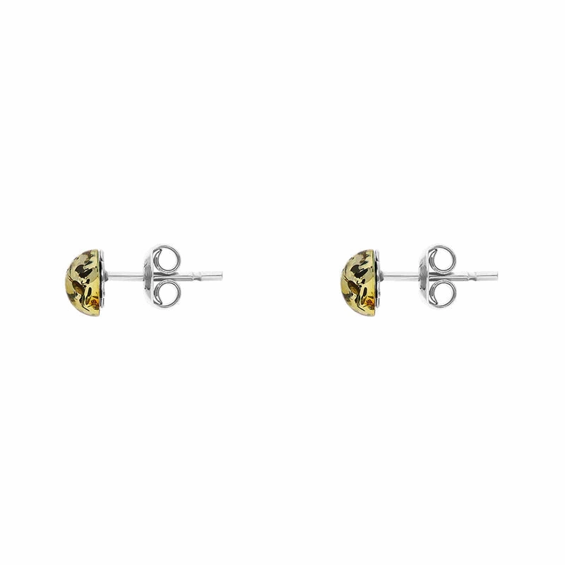 Sterling Silver Amber 6mm Domed Stud Earrings