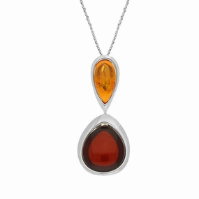 Sterling Silver Amber Double Pearl Necklace