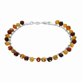 Sterling Silver Amber Dropped Bead Bracelet