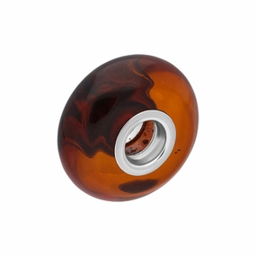 Sterling Silver Amber Smooth Bead Charm D