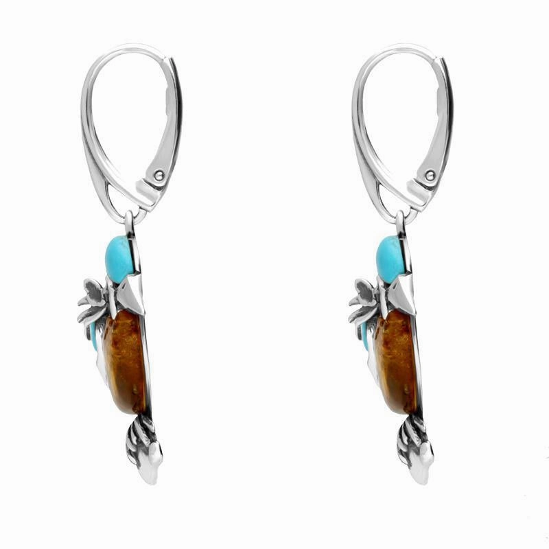 Sterling Silver Amber Turquoise Kingfisher Two Piece Set