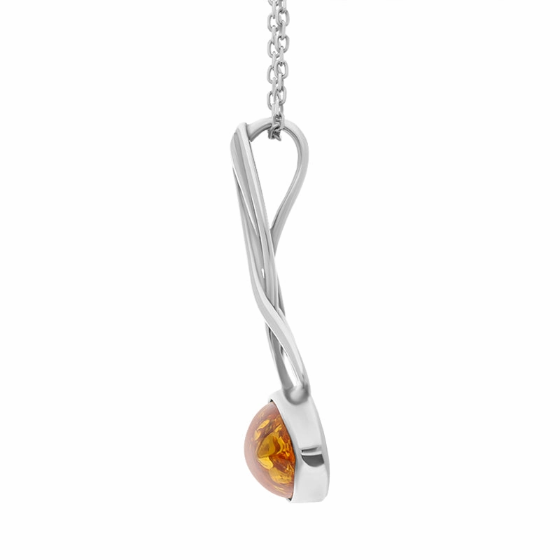 Sterling Silver Amber Wide Marquise Celtic Necklace