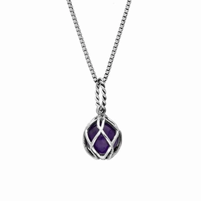 Sterling Silver Amethyst Emma Stothard Silver Darling 8mm Float Charm Necklace