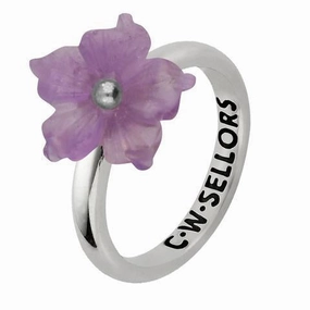 Sterling Silver Amethyst Tuberose 10mm Carnation Ring