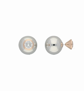 Sterling Silver and Rose Gold Plated Sterling Silver White Cubic Zirconia Earrings