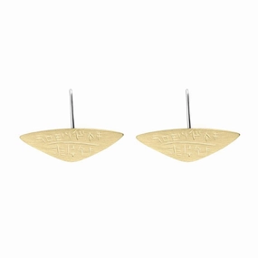 Sterling Silver and Yellow Gold Plated Monika Wide Triangle Teardrop Earrings D