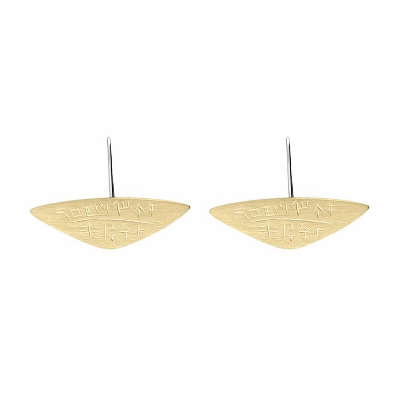 Sterling Silver and Yellow Gold Plated Monika Wide Triangle Teardrop Earrings D