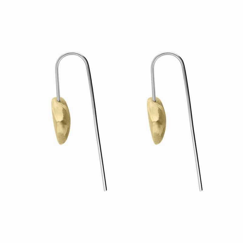 Sterling Silver and Yellow Gold Plated Monika Wide Triangle Teardrop Earrings D