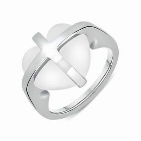 Sterling Silver Bauxite Cross Heart Ring