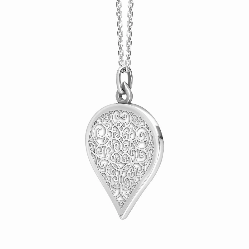 Sterling Silver Bauxite Flore Filigree Large Heart Necklace