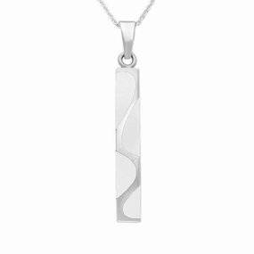 Sterling Silver Bauxite Four Stone Curved Oblong Necklace