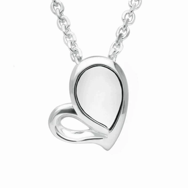 Sterling Silver Bauxite Half Filled Heart Necklace
