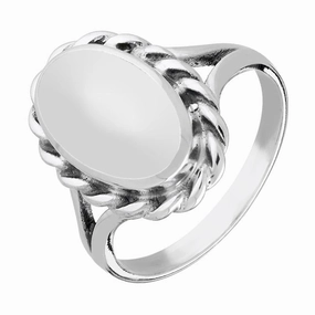 Sterling Silver Bauxite Heavy Oval Rope Edge Ring