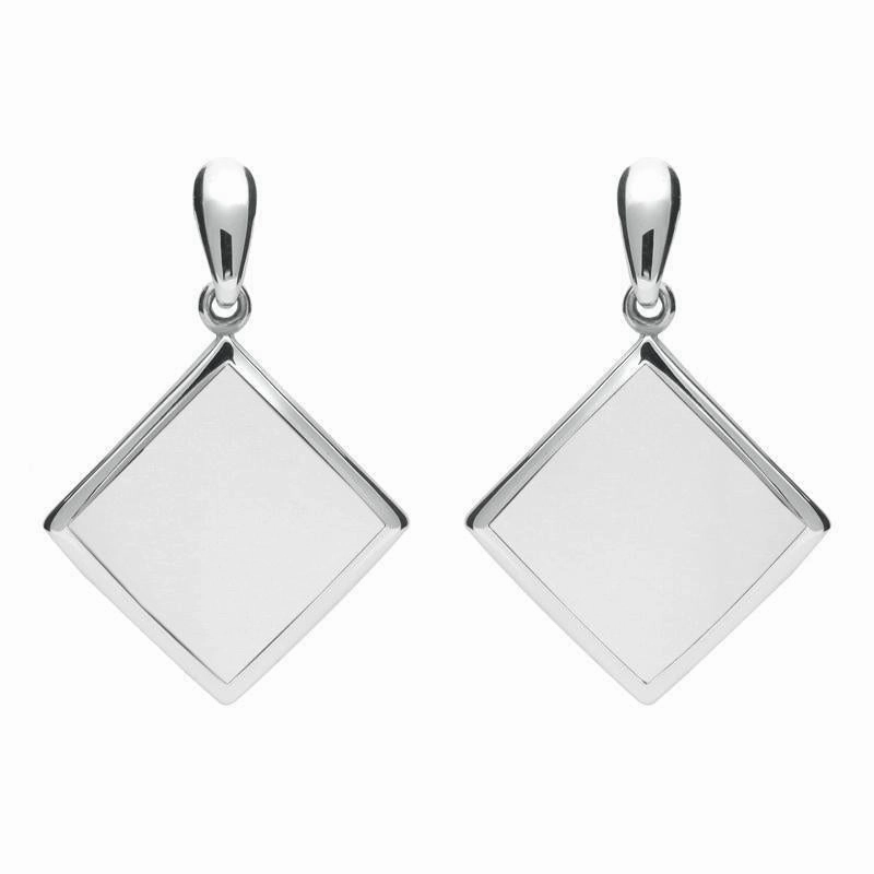 Sterling Silver Bauxite Modern Flat Square Drop Earrings