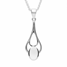 Sterling Silver Bauxite Oval Spoon Necklace