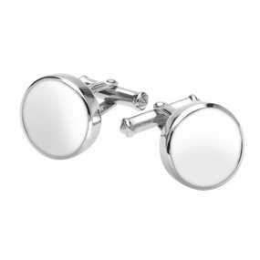 Sterling Silver Bauxite Round Shape Cufflinks