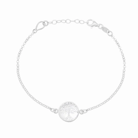 Sterling Silver Bauxite Round Tree of Life Chain Bracelet