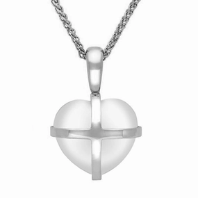Sterling Silver Bauxite Small Cross Heart Necklace