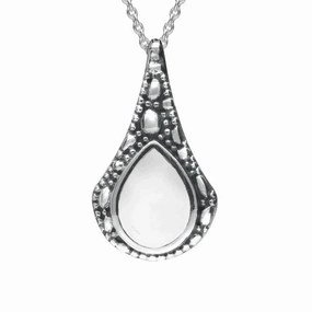 Sterling Silver Bauxite Stone Teardrop Oxidised Necklace
