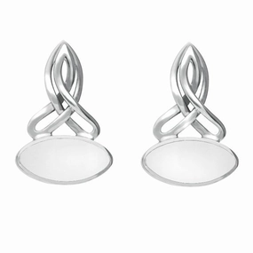 Sterling Silver Bauxite Wide Marquise Celtic Stud Earrings
