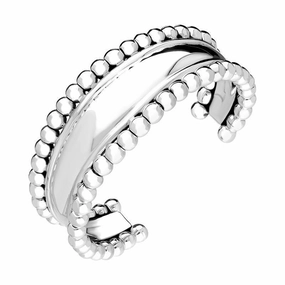 Sterling Silver Beaded Edge Cuff Bangle