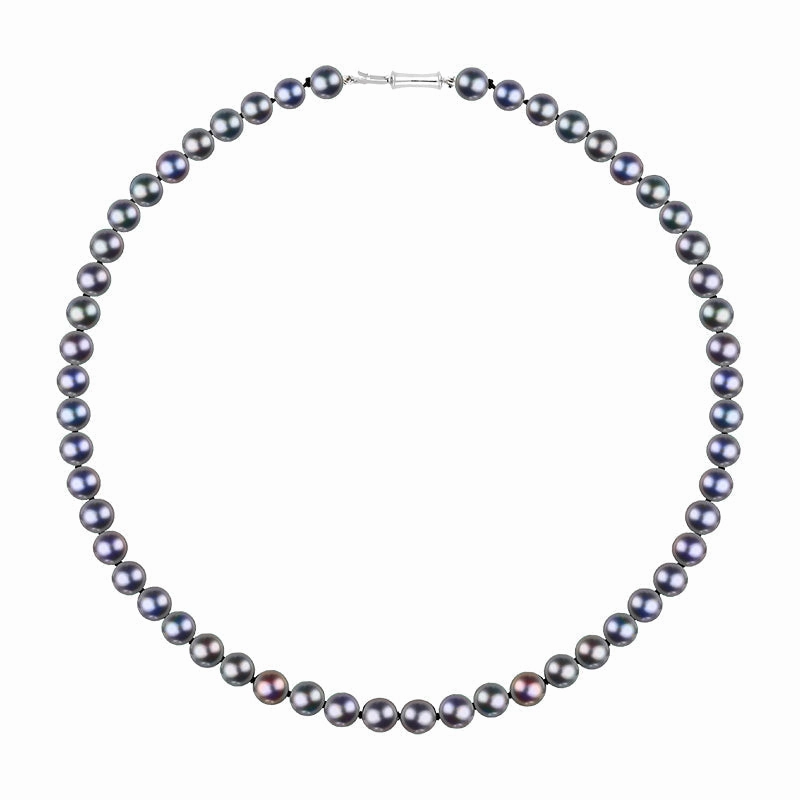 Sterling Silver Black Freshwater Pearl Necklace D