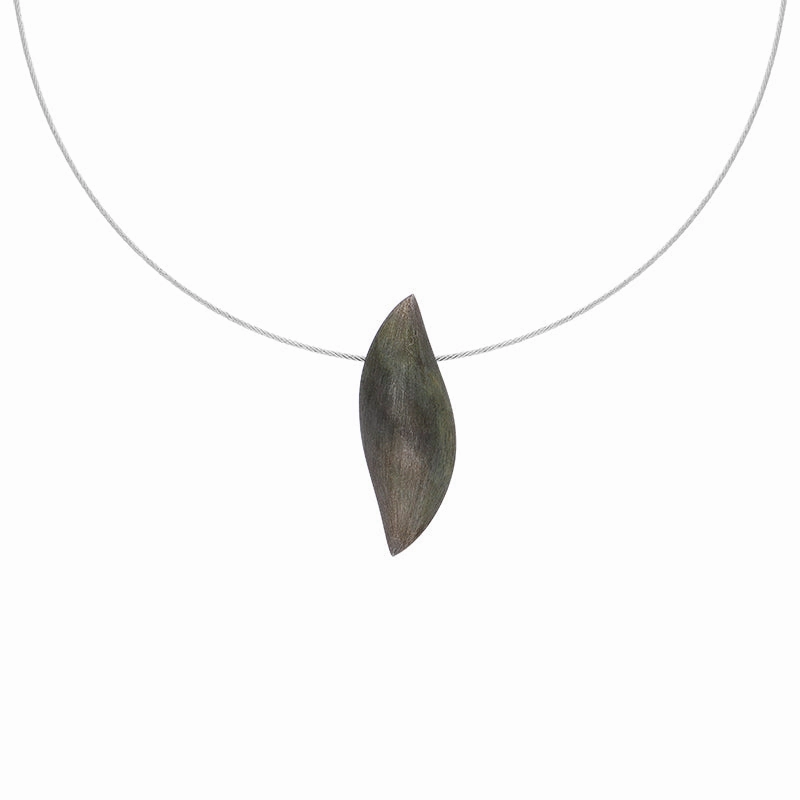 Sterling Silver Black Rhodium Leaf Necklace D