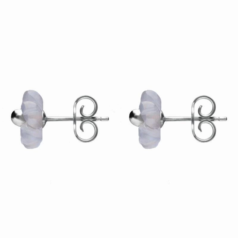 Sterling Silver Blue Chalcedony Tuberose 6mm Gypsophila Stud Earrings