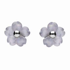 Sterling Silver Blue Chalcedony Tuberose 6mm Gypsophila Stud Earrings