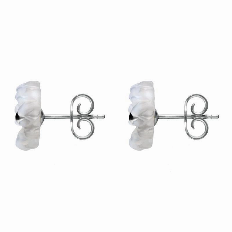 Sterling Silver Blue Chalcedony Tuberose 8mm Daisy Stud Earrings