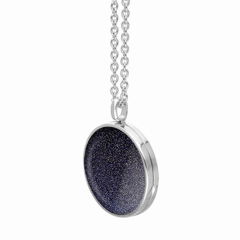 Sterling Silver Blue Goldstone Large Round Locket