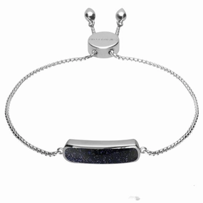 Sterling Silver Blue Goldstone Lineaire Petite Bracelet