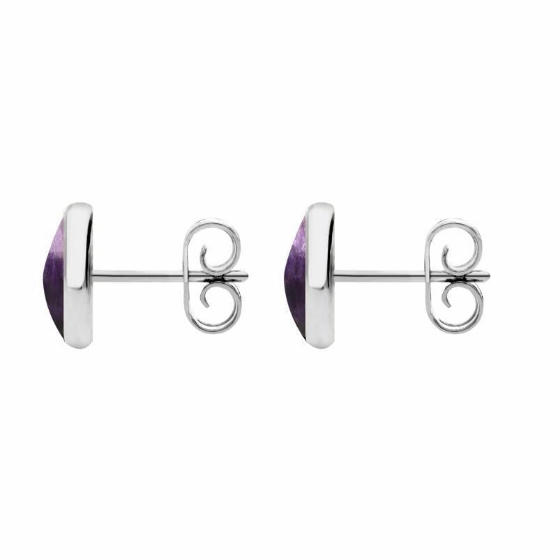 Sterling Silver Blue John 8mm Classic Large Round Stud Earrings