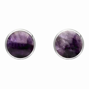 Sterling Silver Blue John 8mm Classic Large Round Stud Earrings