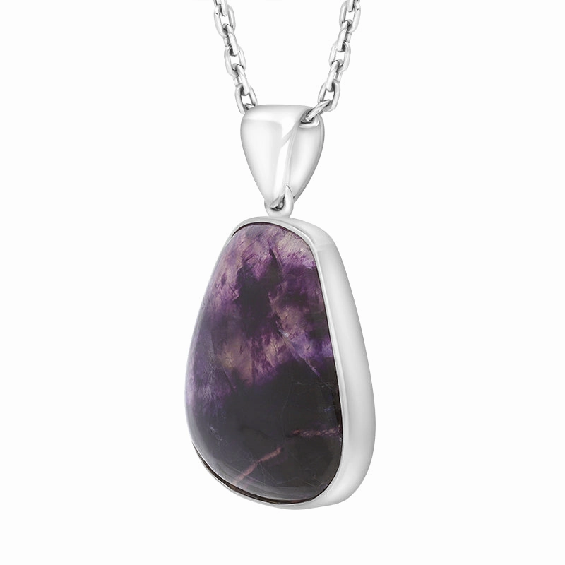 Sterling Silver Blue John Abstract Oval Necklace D