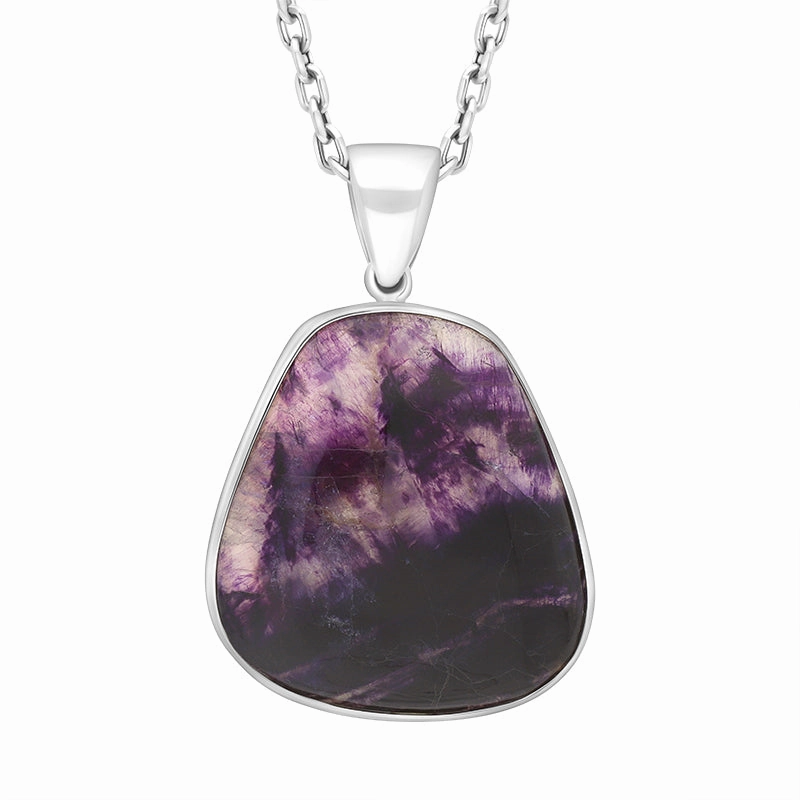 Sterling Silver Blue John Abstract Oval Necklace D