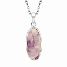 Sterling Silver Blue John Abstract Oval Necklace D