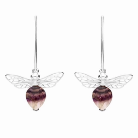 Sterling Silver Blue John Bee Small Hook Earrings
