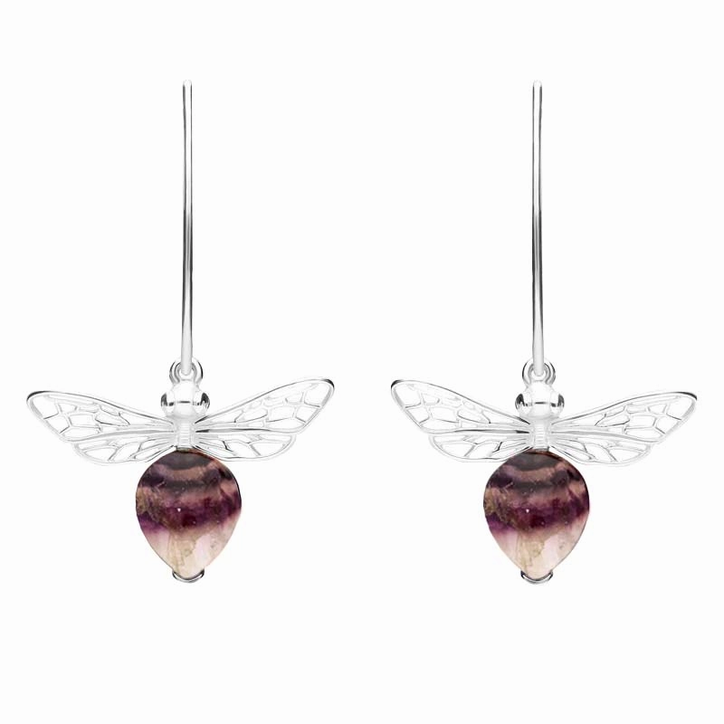 Sterling Silver Blue John Bee Small Hook Earrings