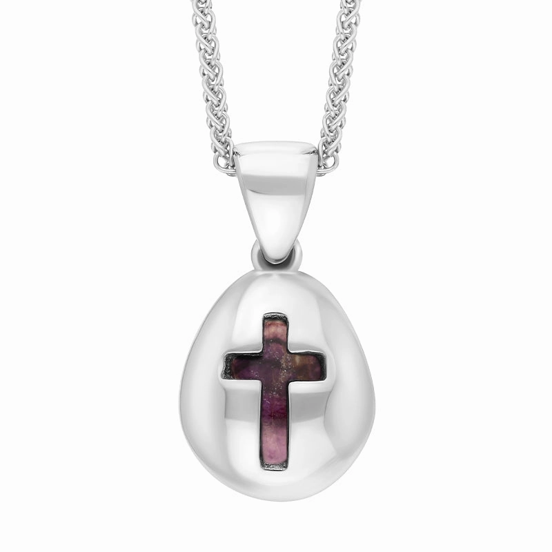 Sterling Silver Blue John Cross Pear Shape Necklace