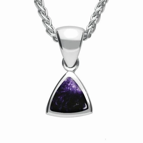 Sterling Silver Blue John Curved Triangle Small Necklace